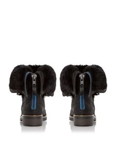 Head Over Heels Roley fur trim calf boots Black