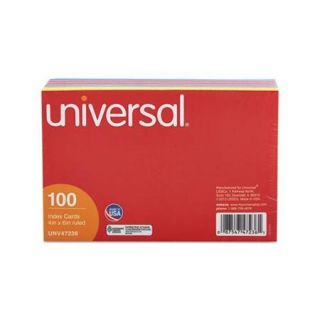 Universal Index Cards, 4 x 6, Blue/Salmon/Green/Cherry/Canary, 100 per Pack (Set of 3) (Set of 2)