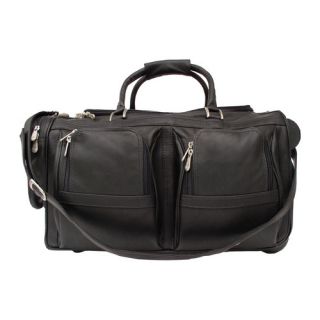 Piel Leather Traveler 20 Leather Travel Duffel with Pockets on Wheels