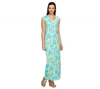 Denim & Co. Petite Floral Print Sleeveless Maxi Dress —
