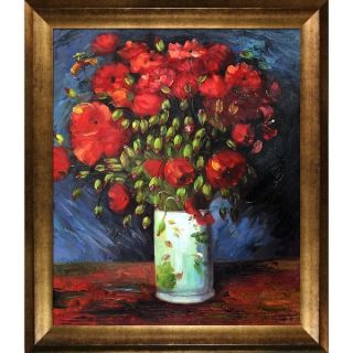 Vincent Van Gogh Vase with Red Poppies  Hand Painted Framed Canvas