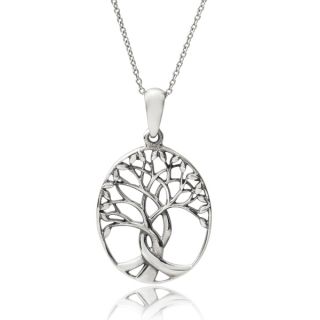 La Preciosa Sterling Silver White Opal Tree of Life Circle Pendant