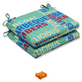 Pillow Perfect Grillin Squared Corners Outdoor Seat Cushions (Set of 2