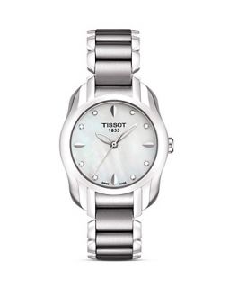 Tissot T Wave Round Women's Mother Of Pearl Diamonds Quartz Watch, 28mm