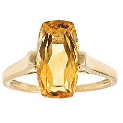Anika and August 14k Yellow Gold Cushion cut Citrine Ring  