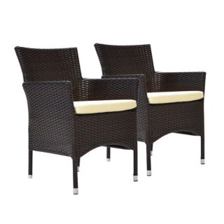 Bora Synthetic Rattan Outdoor Accent Wicker Dining Arm Chair (Set of 2