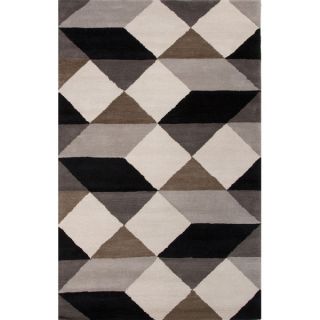 Hand Tufted Geometric Pattern Grey/ White Wool Area Rug (2x3)
