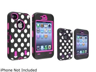 Insten Multiple 2 Pack White Dot Hybrid Cases   Hot Pink/Black / Purple /Black Compatible with iPhone 4/4s 1331874