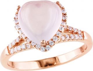 Womens Amour Heart Shape Rose Quartz Ring