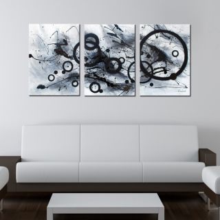Abstract 418 3 piece Gallery wrapped Hand Painted Canvas Art Set
