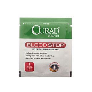 Medline Curad Bloodstop Sterile Hemostat Gauze Pad, 1 x 1, 10/Box