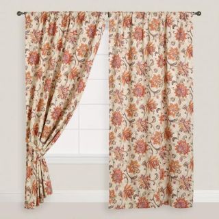 Coral & Pink Floral Eva Concealed Tab Top Curtains, Set of 2
