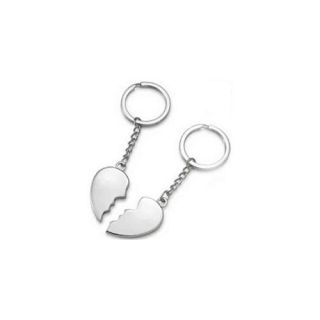 Aeropen International K 127 2 Piece Split Heart Magnetic Shiny Nickel Plated Key Ring