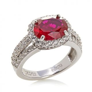 Jean Dousset 3.87ct Absolute™ and Created Ruby Frame Sterling Silver Ring   7839160