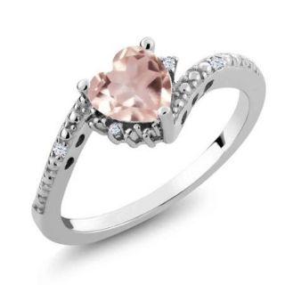 0.73 Ct Rose Rose Quartz White Created Sapphire 925 Sterling Silver Ring