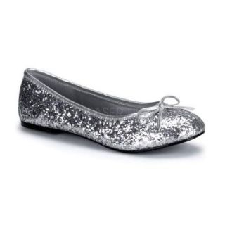 Womens Halloween Star Silver Glitter Flat Shoes size 8