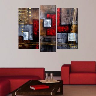 Abstract 407 3 piece Gallery wrapped Hand Painted Canvas Art Set
