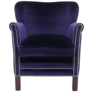 Safavieh Jenny Velvet Polyester Arm Chair in Royal Blue MCR4543D