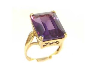 Luxury Solid Yellow 9K Gold Large 16x12mm Octagon cut Synthetic Alexandrite Ring   Size 11.5   Finger Sizes 5 to 12 Available