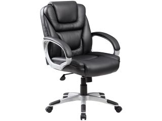 Boss Office Supplies  B8606 BK  NTR Executive Mid Back LeatherPlus Chair