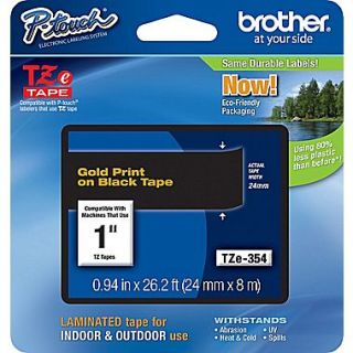 Brother TZe 354 1 P Touch Label Tapes, Gold on Black