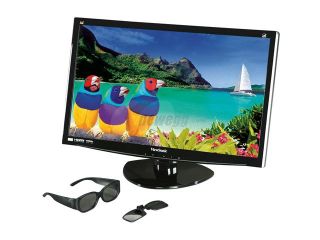 Open Box ViewSonic V3D231 Black 23" 2ms HDMI Widescreen LED 3D Monitor 250 cd/m2 20M:1 DCR w/3D glasses and Speakers