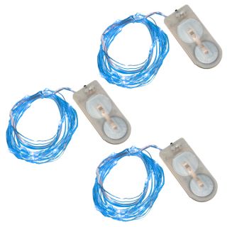 Battery Operated Waterproof Mini String Lights   Blue (Set of 3