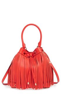 Milly Essex Fringed Leather Bucket Bag