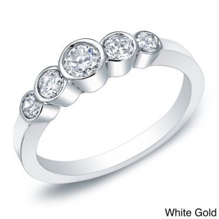 Auriya 14k Gold 1/2ct TDW Five stone Bezel Diamond Ring (H I, I1 12