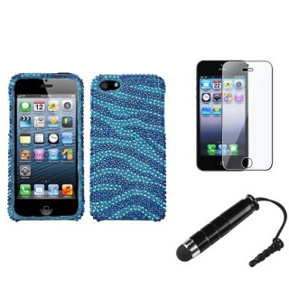 INSTEN Blue Zebra Skin Phone Case / Stylus/ LCD Protector for Apple