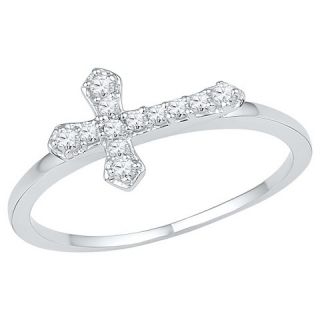 CT. T.W. Round Diamond Prong Set Cross Ring in Sterling Silver
