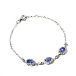 Colleen Lopez 2.57ct Tanzanite and White Zircon Sterling Silver 7 1/2" Bracelet   7861419
