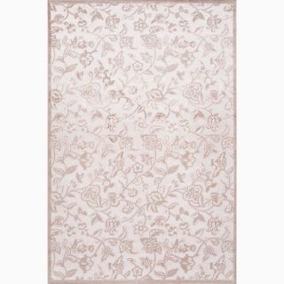 Hand Made Ivory/ Taupe Art Silk/ Chenille Transitional Rug (9x12