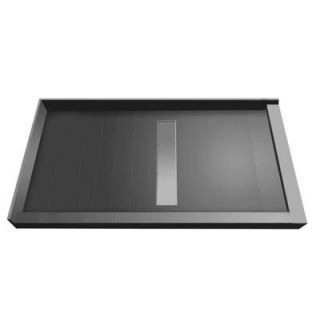 Redi Trench 34 in. x 60 in. Double Threshold Shower Base with Center Drain and Tileable Trench Grate RT3460CDR PVC TT