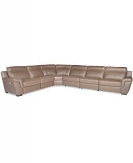 Julius 6 Piece Leather Power Motion Sectional Sofa (Power Chair, 2
