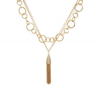 Susan Graver Multi Chain Necklace with Tassel Pendant —