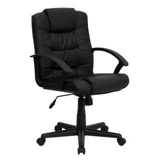 Black Leather Mid Back Office Chair   17263224  