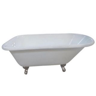 Aqua Eden 5.5 ft. Cast Iron Satin Nickel Claw Foot Classic Roll Top Tub with 3 3/8 in. Centers in White HVCT3D663019NT8