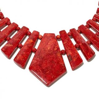 Jay King Graduated Red Coral Bib Style Sterling Silver 19" Necklace   7713979