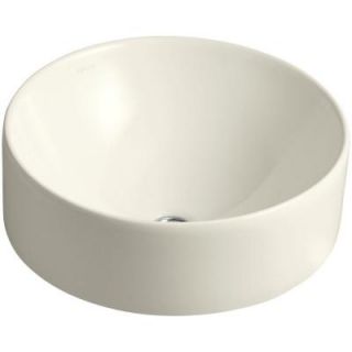 KOHLER Vox Round Vitreous China Vessel Bathroom Sink in Biscuit with Overflow Drain K 14800 96