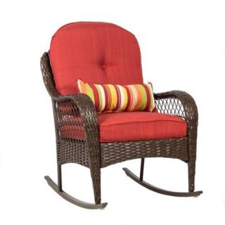 Wicker Rocking Chair Patio Porch Deck Furniture All Weather Proof W/ Cushions