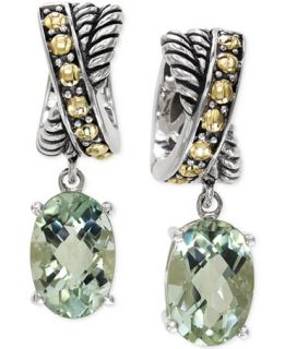 EFFY Green Amethyst Earrings in 18k Gold and Sterling Silver (7 2/3 ct