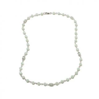 Jade of Yesteryear Sterling Silver Jade Bead 16" Necklace   7837343