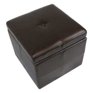 Leatherette Upholstered Storage Cube Ottoman