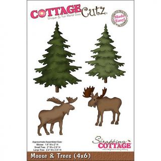 CottageCutz Die 4 x 6   Moose and Trees Made Easy