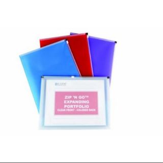C line Zip 'n Go Expanding Portfolio   Letter   8.50" X 11"   200 Sheet Capacity   Polypropylene   Red, Blue, Purple, Clear   24 / Display Box (CLI99480)