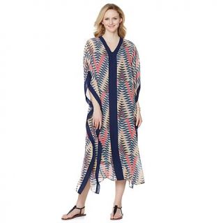 Antthony "Ella" Printed Floor Length Caftan with Slip Dress   7942014