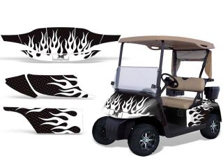 1996 2010|EZGO|Golf Cart::AMRRACING Cart Graphics Decal Kit Diamond Flame White Black