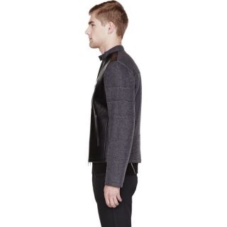 Neil Barrett Grey Wool & Leather Jacket