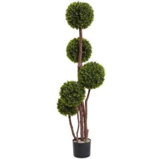 Nearly Natural 4 ft. Boxwood Topiary x5 with 420 Leaves UV Resistant 5428